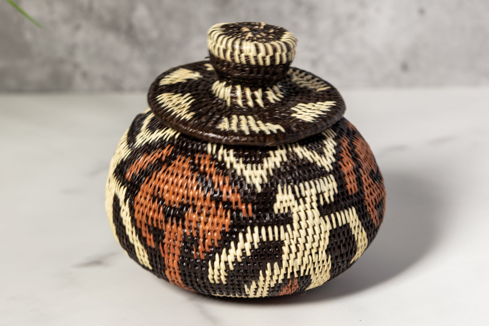 Human Cave Drawings Woven Basket With Top