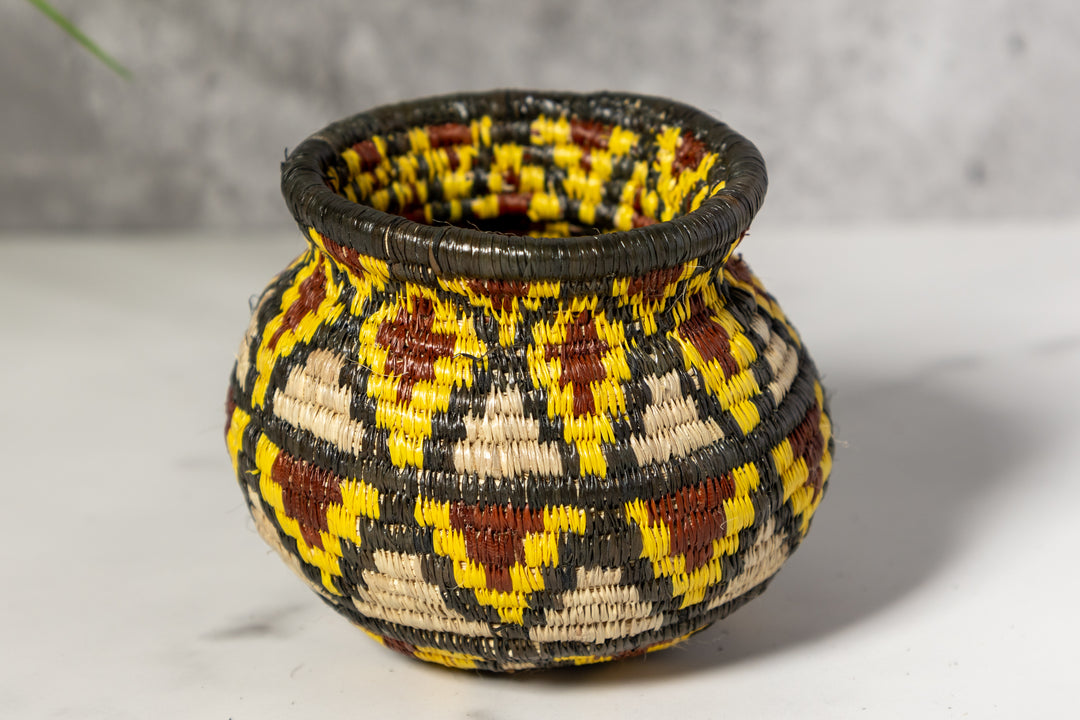 Small Red Black And Gray Diamond Woven Rainforest Basket
