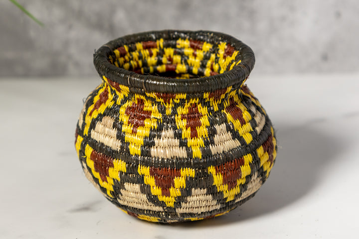 Small Red Black And Gray Diamond Woven Rainforest Basket