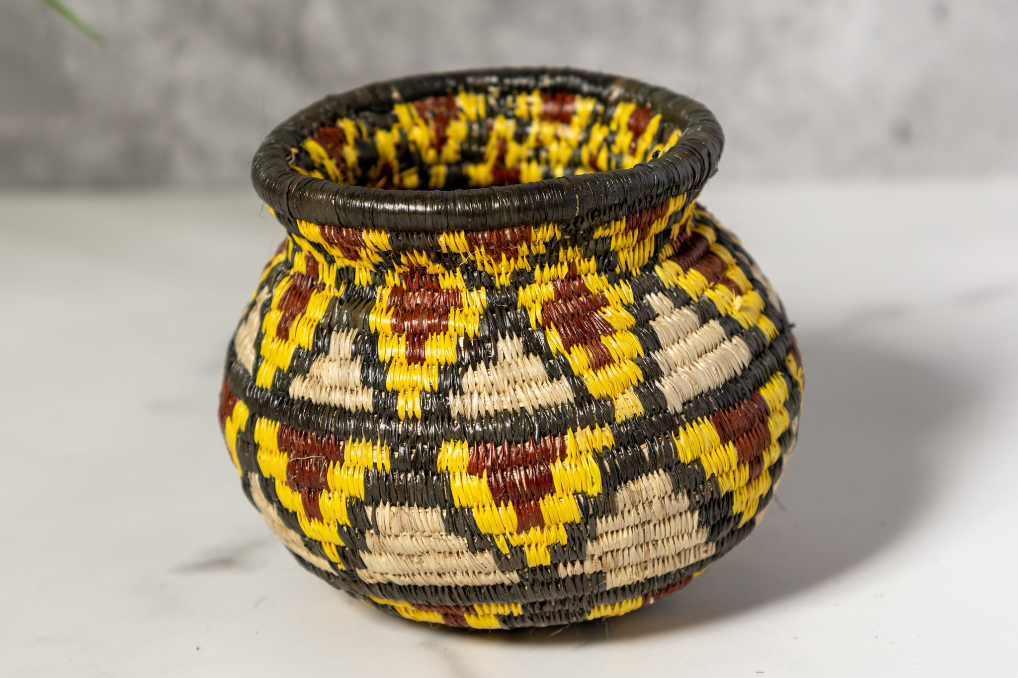 Small Red Black And Gray Diamond Woven Rainforest Basket