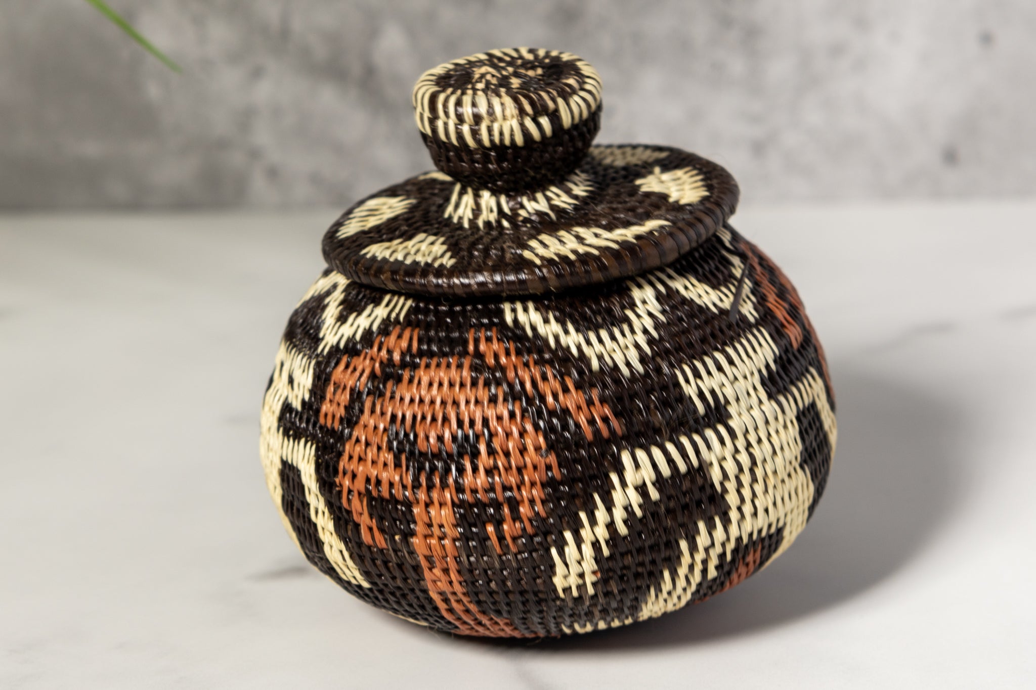 Human Cave Drawings Woven Basket With Top