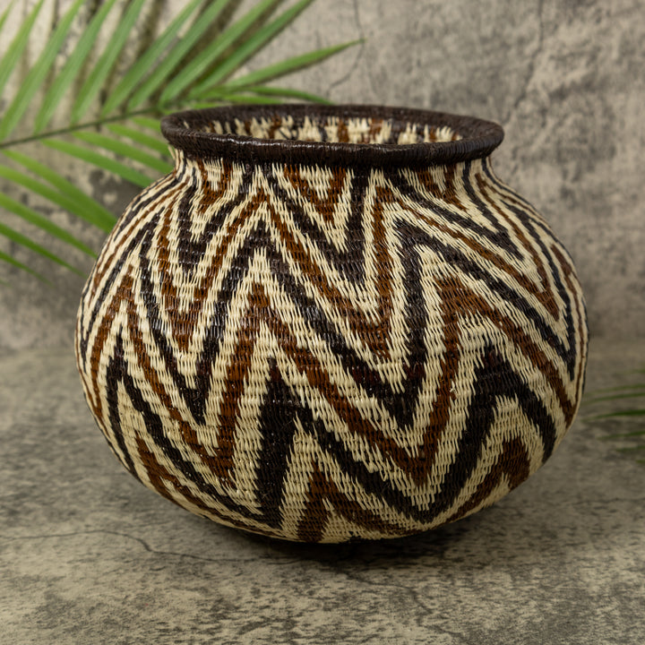 Angry Waves Black White And Brown Rainforest Basket