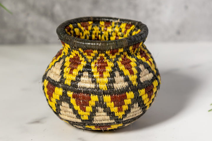 Small Red Black And Gray Diamond Woven Rainforest Basket