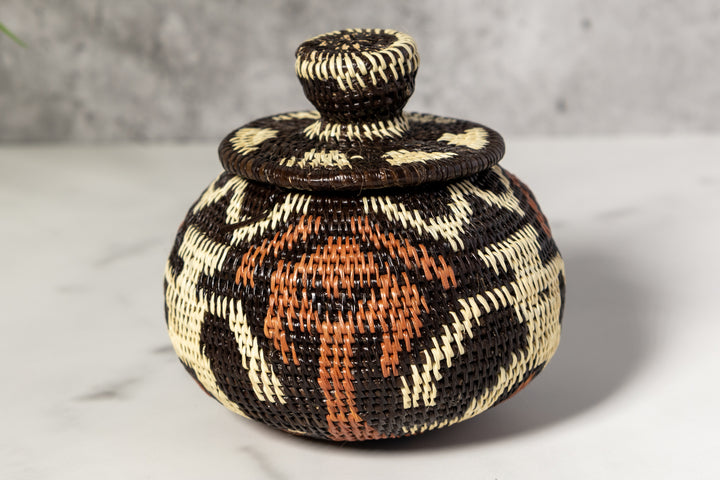 Human Cave Drawings Woven Basket With Top