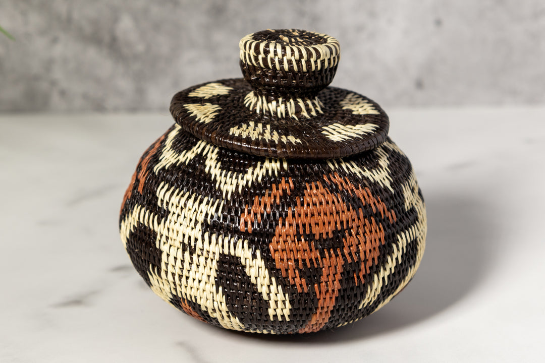 Human Cave Drawings Woven Basket With Top