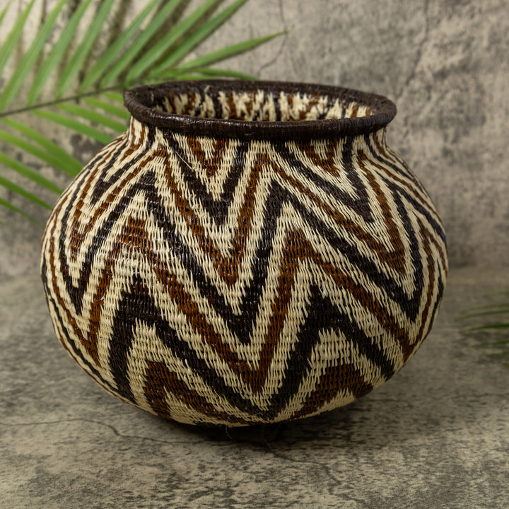 Angry Waves Black White And Brown Rainforest Basket