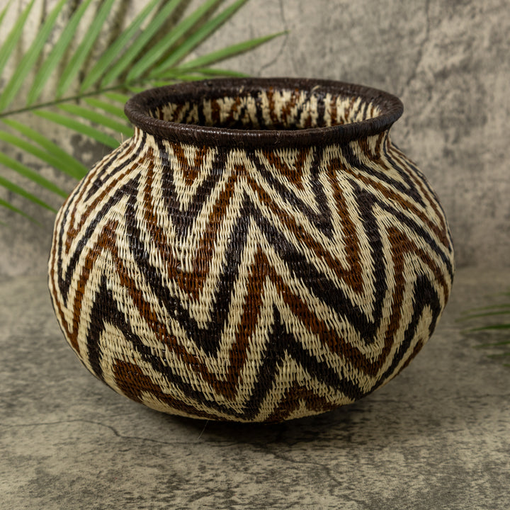 Angry Waves Black White And Brown Rainforest Basket