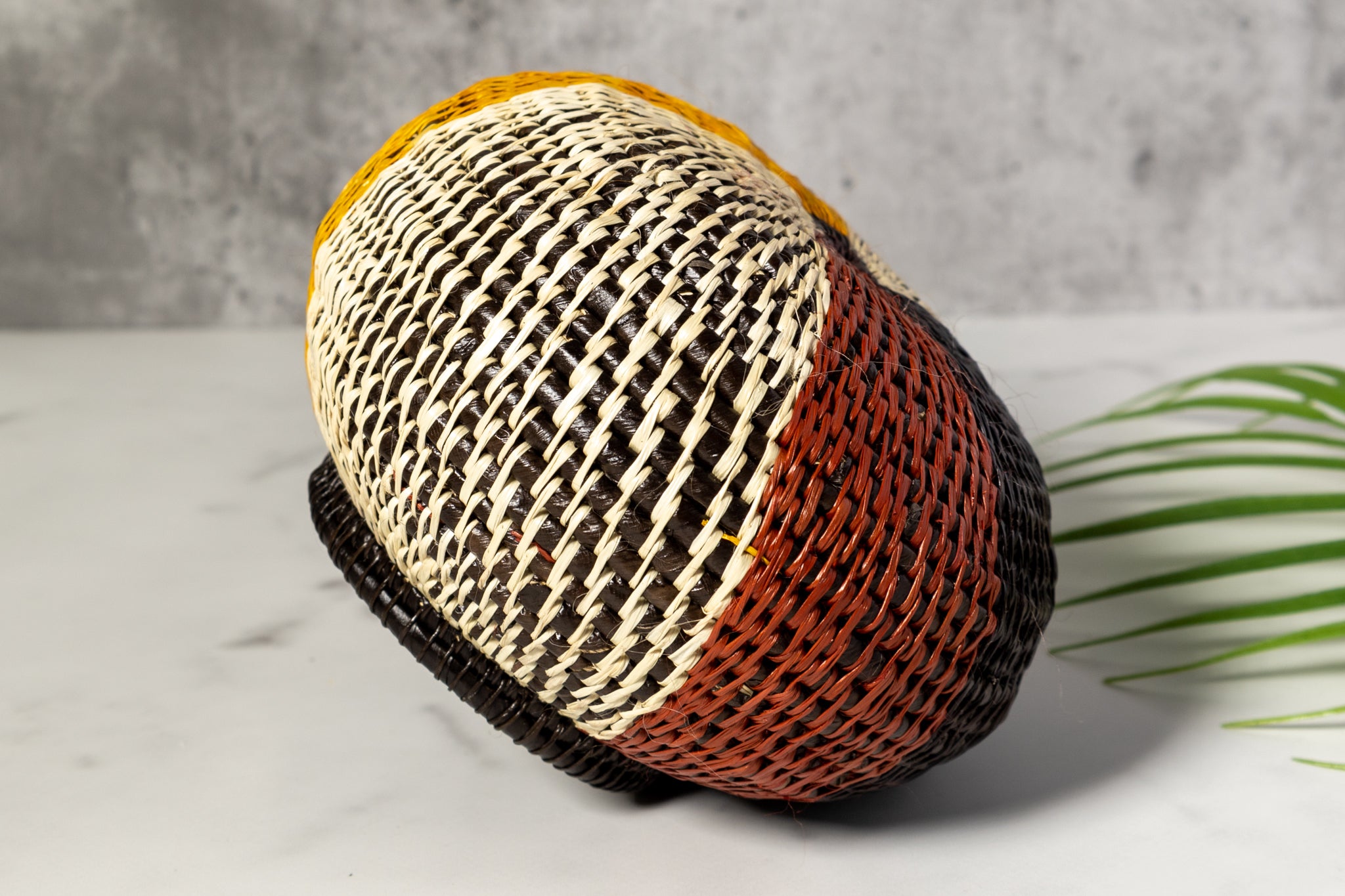 Brown Black White And Gold Classic Woven Basket