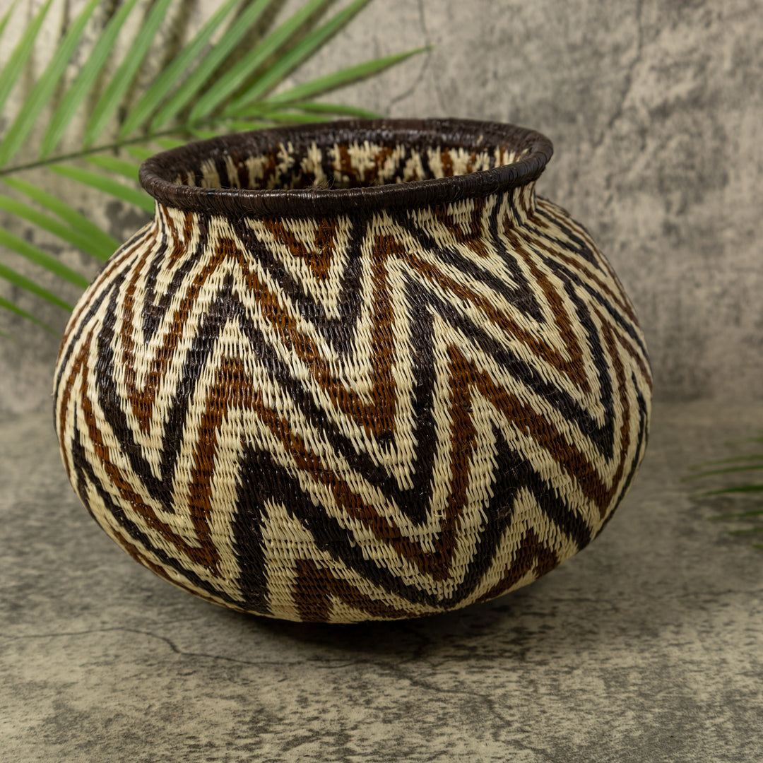 Angry Waves Black White And Brown Rainforest Basket