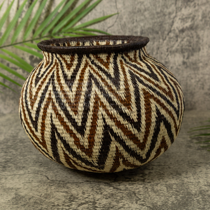Angry Waves Black White And Brown Rainforest Basket
