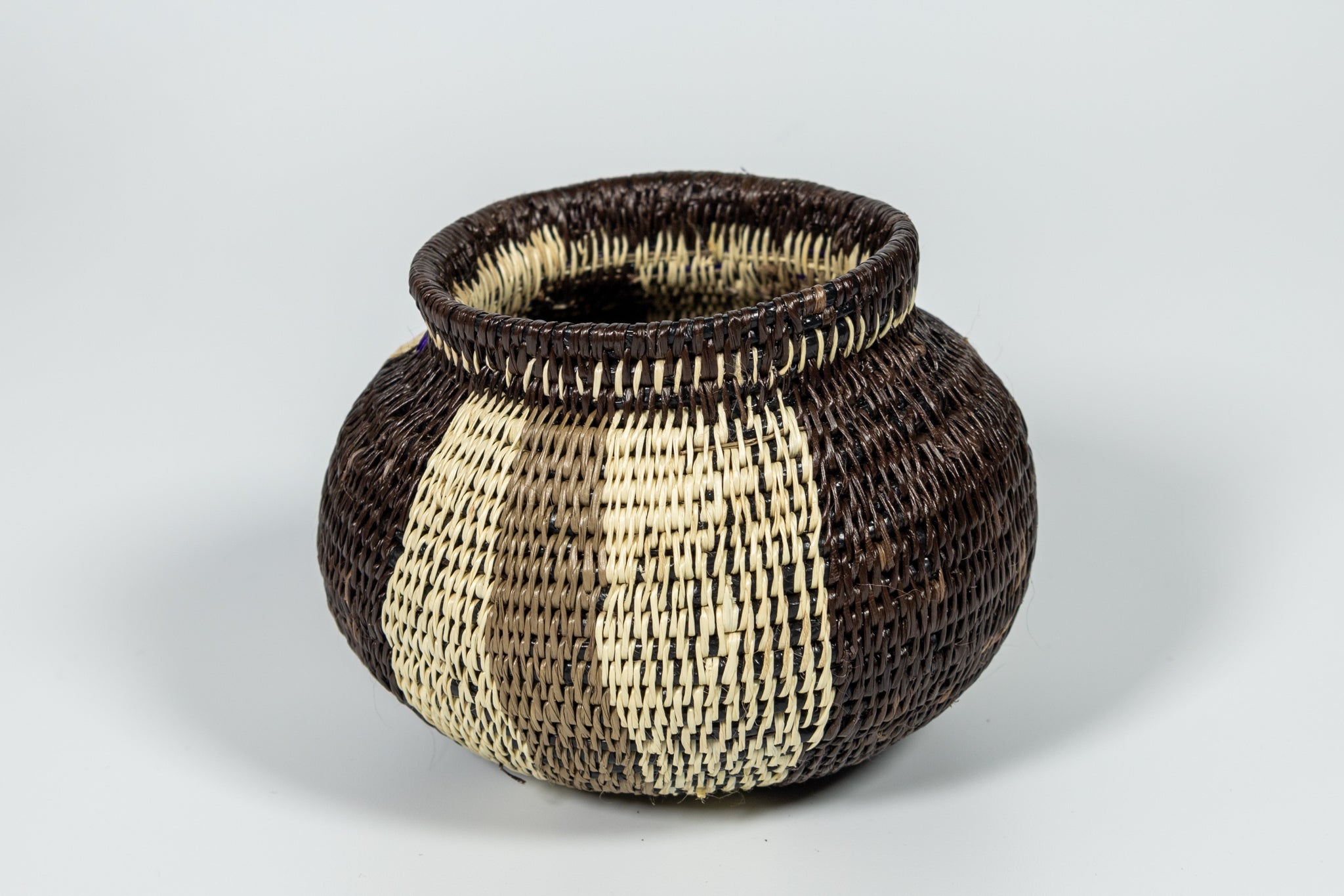 Black White And Green Woven Basket
