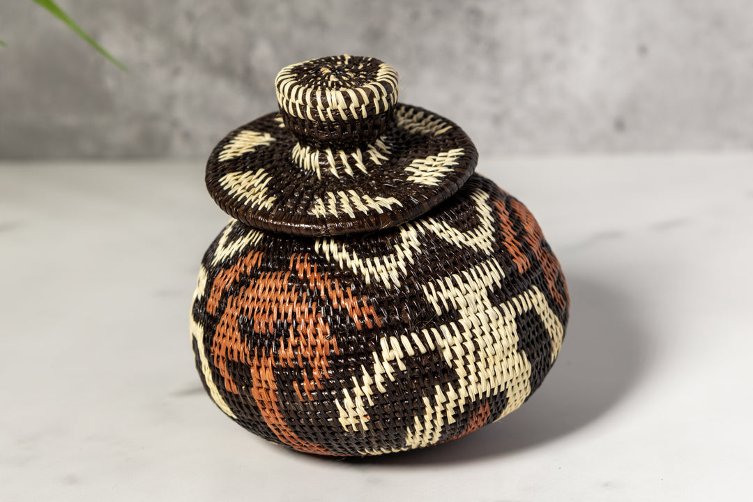 Human Cave Drawings Woven Basket With Top