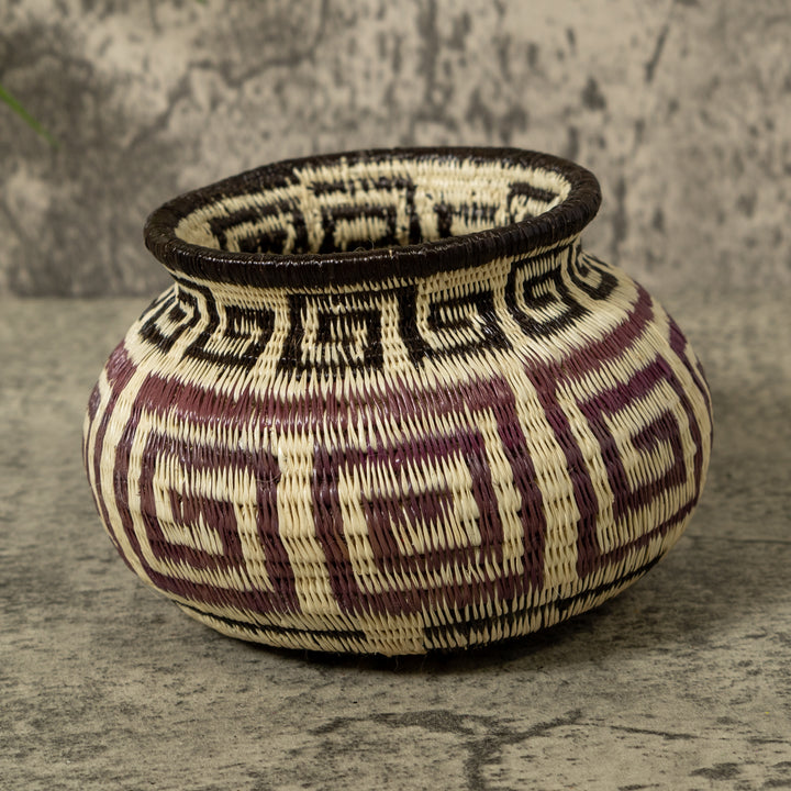 Black And Brown Greek Key Rainforest Basket