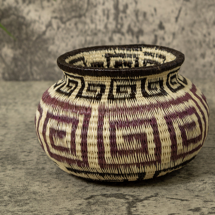 Black And Brown Greek Key Rainforest Basket
