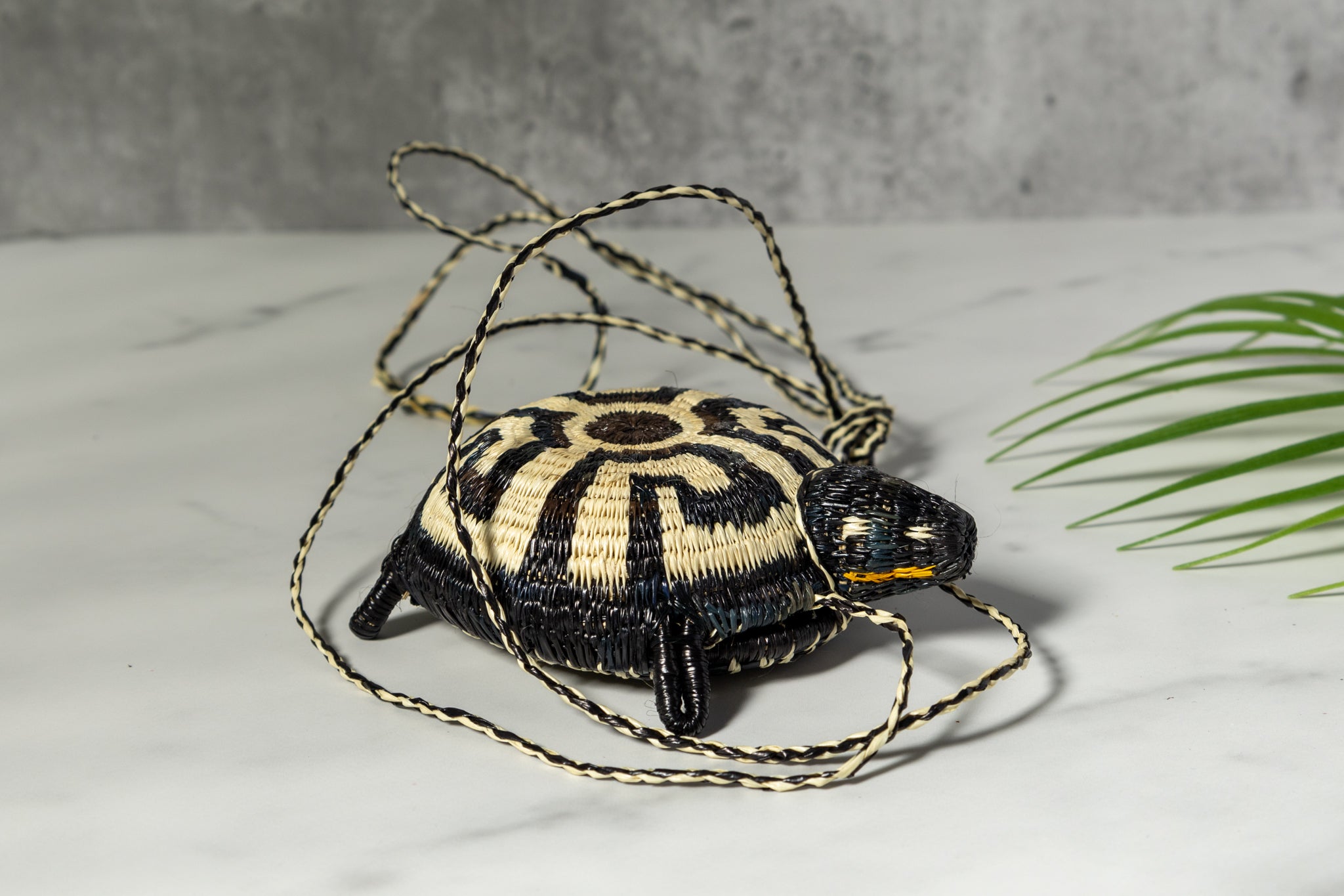 Black And White Turtle Purse Woven Basket