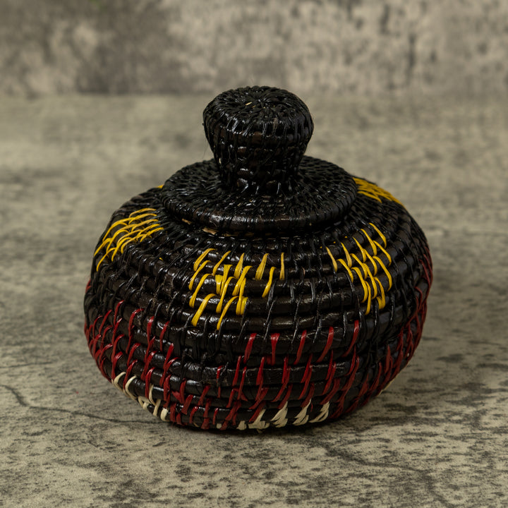 Dark Brown Yellow And White Rainforest Basket With Top