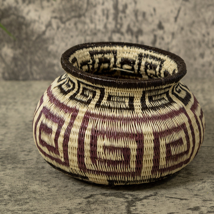 Black And Brown Greek Key Rainforest Basket