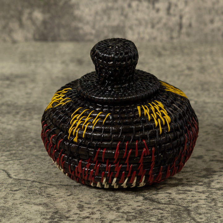 Dark Brown Yellow And White Rainforest Basket With Top