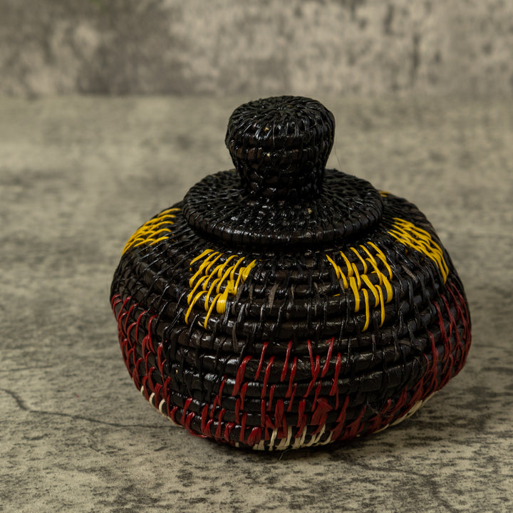 Dark Brown Yellow And White Rainforest Basket With Top