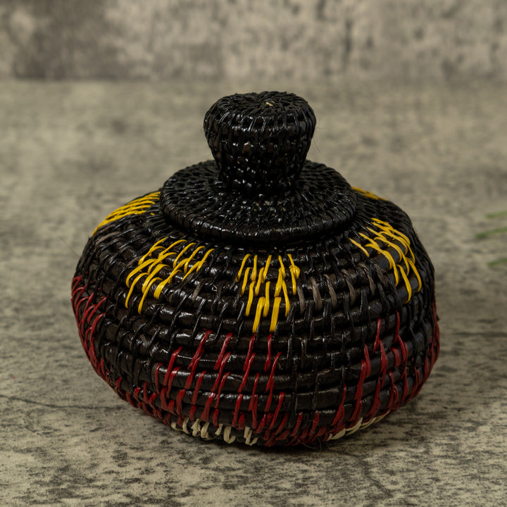 Dark Brown Yellow And White Rainforest Basket With Top
