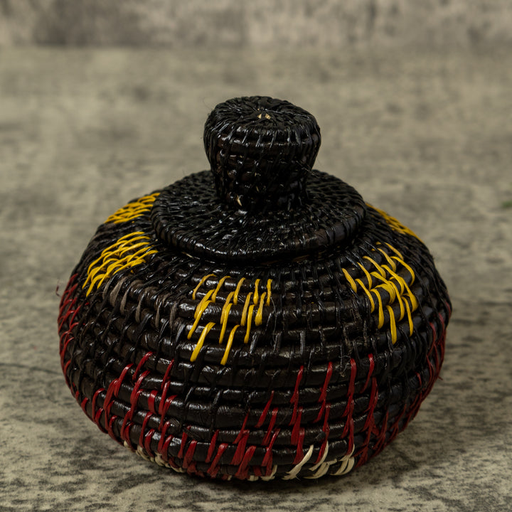 Dark Brown Yellow And White Rainforest Basket With Top