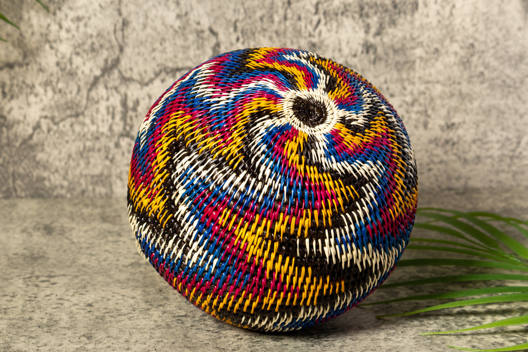 Rainbow Lightning Flash Woven Basket With Top