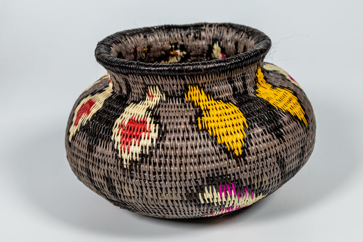 Gray With Multiple Butterflies Woven Basket