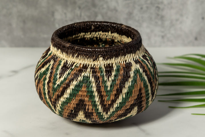 Green Star Pattern Woven Basket