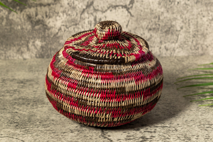 Red Majesty Woven Basket With Top
