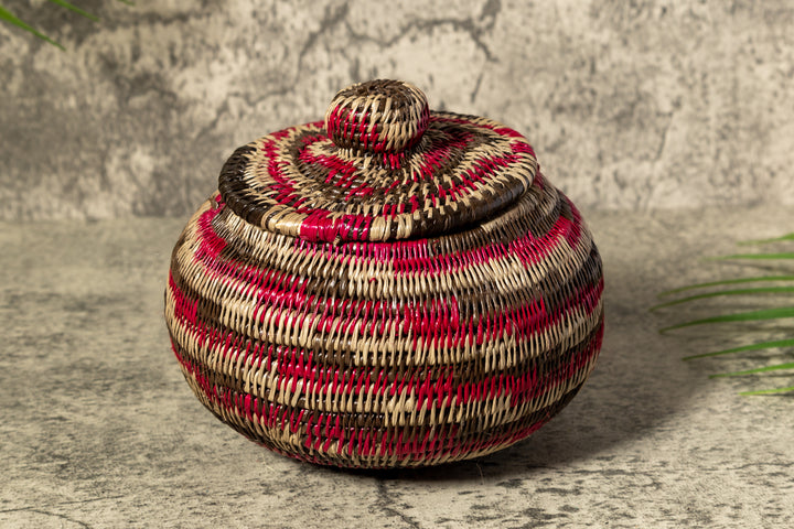 Red Majesty Woven Basket With Top