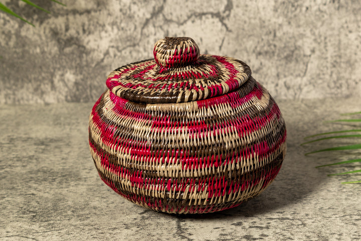 Red Majesty Woven Basket With Top