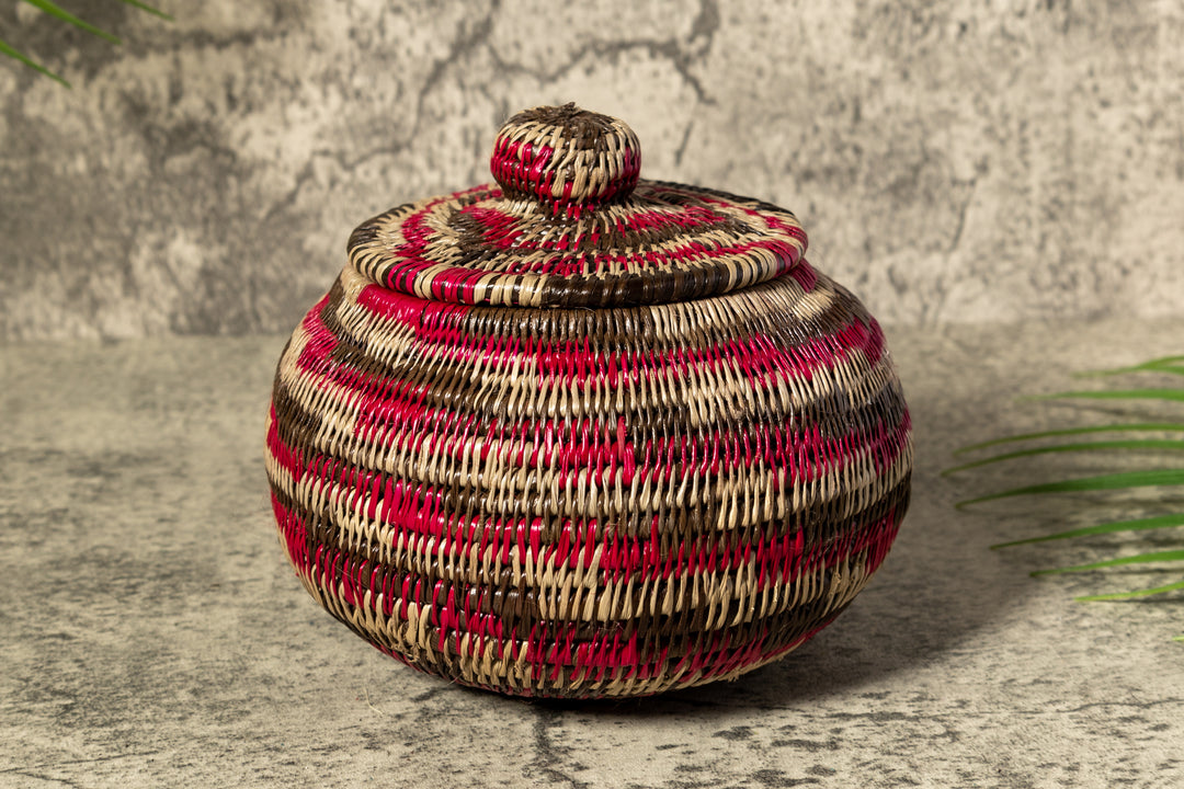 Red Majesty Woven Basket With Top