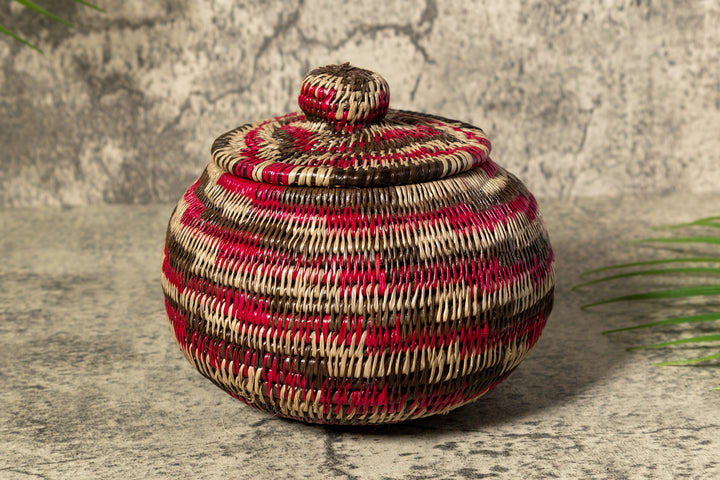 Red Majesty Woven Basket With Top