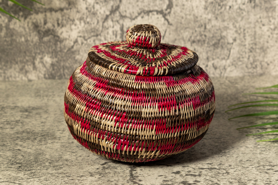 Red Majesty Woven Basket With Top