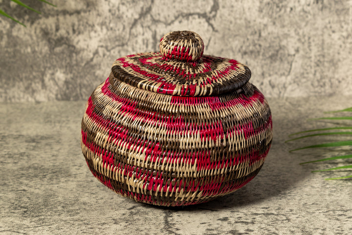 Red Majesty Woven Basket With Top
