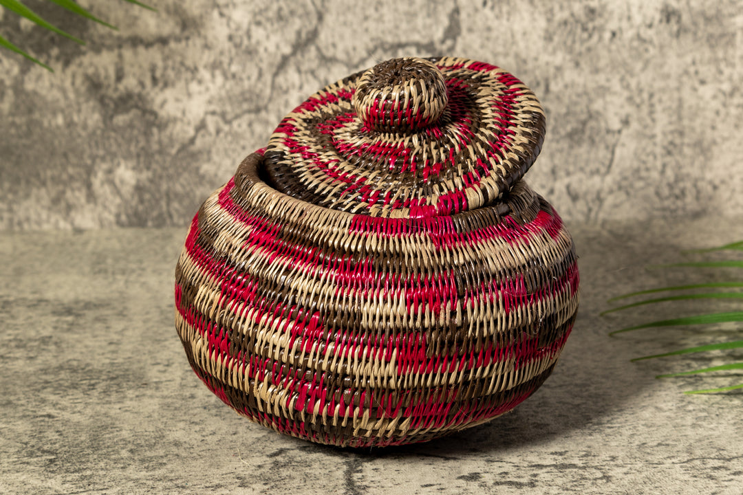 Red Majesty Woven Basket With Top