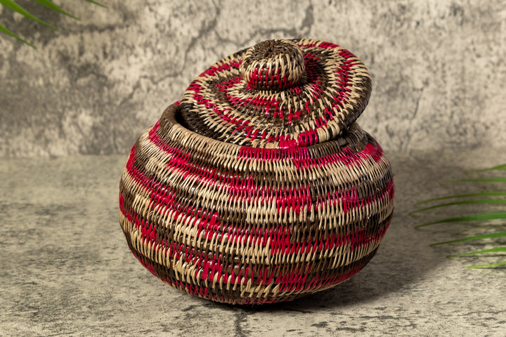 Red Majesty Woven Basket With Top