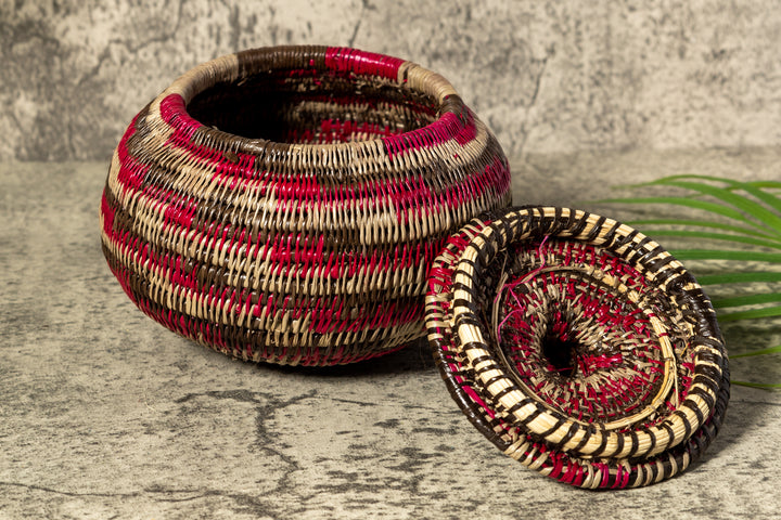 Red Majesty Woven Basket With Top