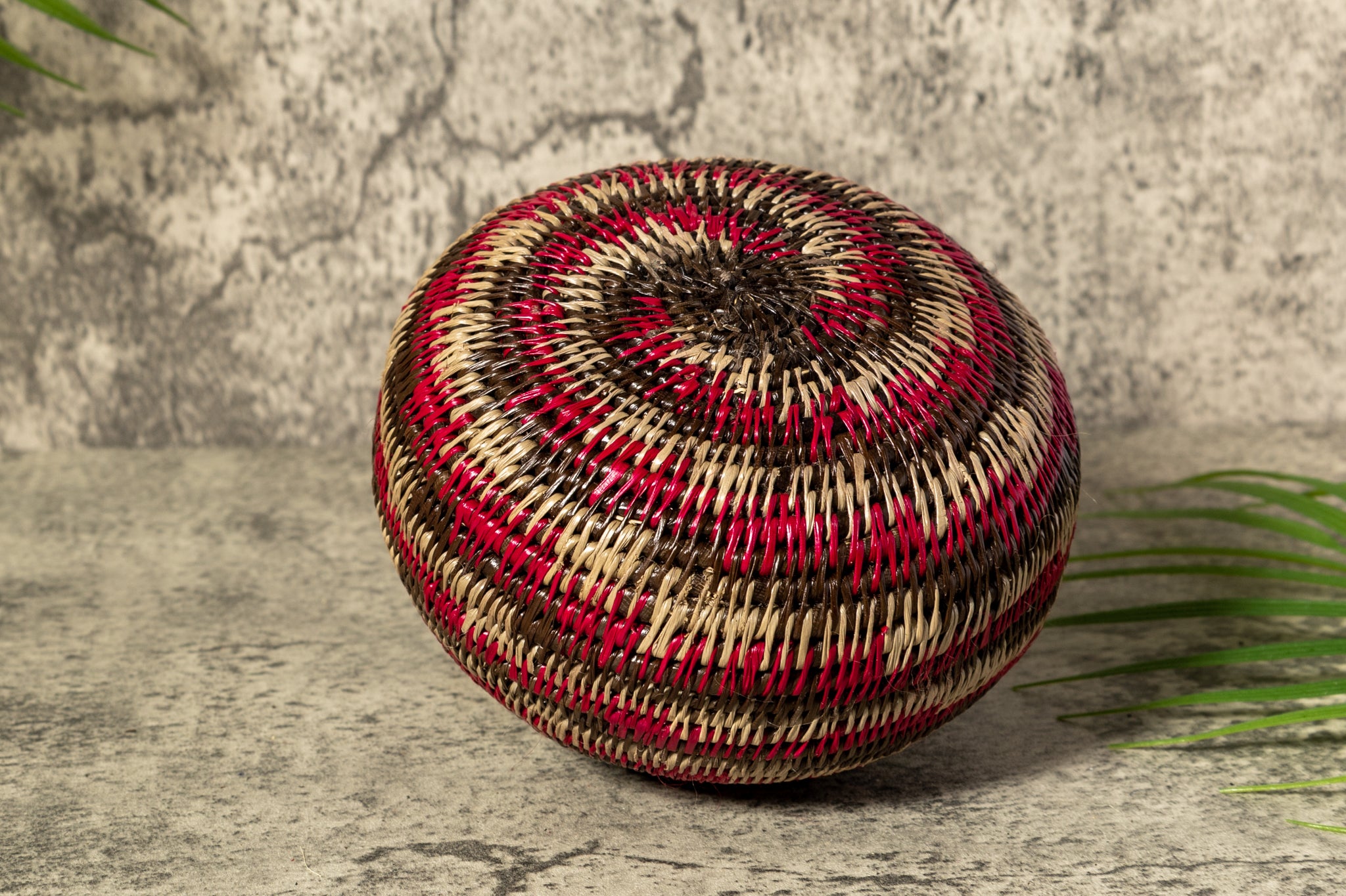 Red Majesty Woven Basket With Top