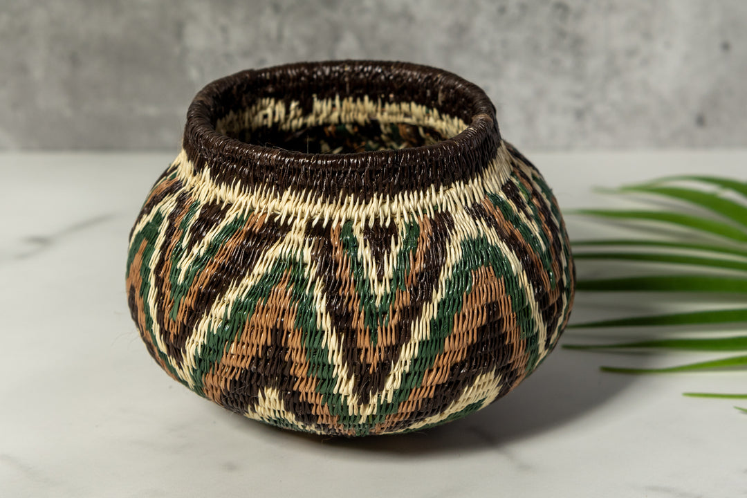 Green Star Pattern Woven Basket