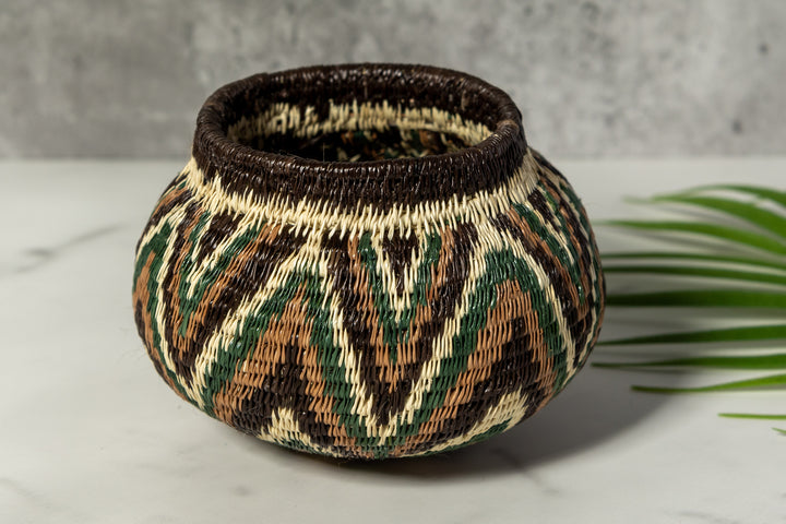 Green Star Pattern Woven Basket