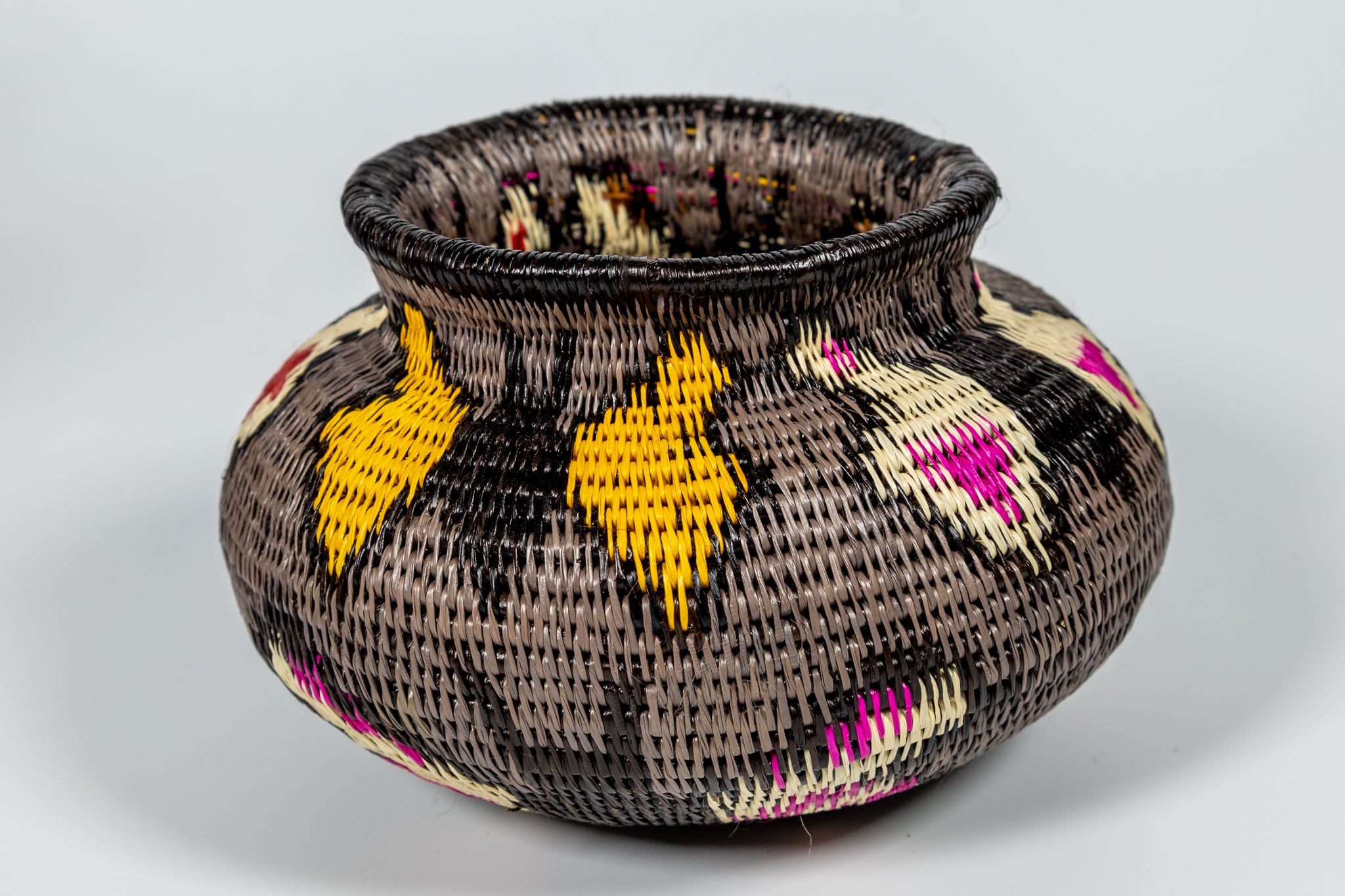Gray With Multiple Butterflies Woven Basket