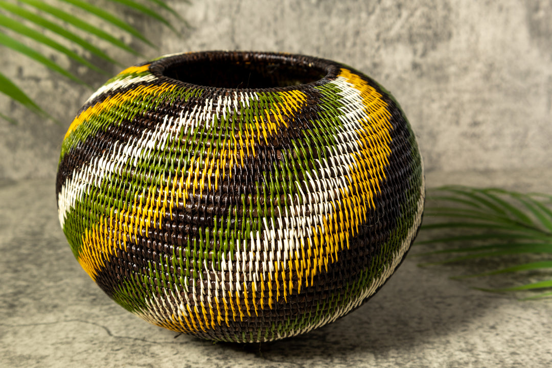 Jungle Rhapsody Woven Basket With Top