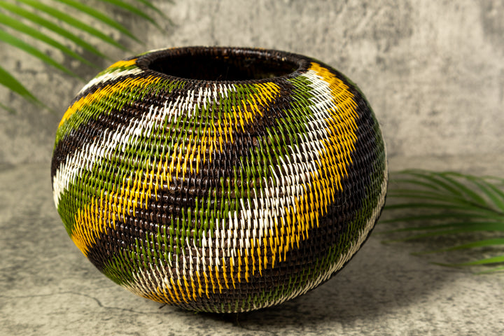 Jungle Rhapsody Woven Basket With Top