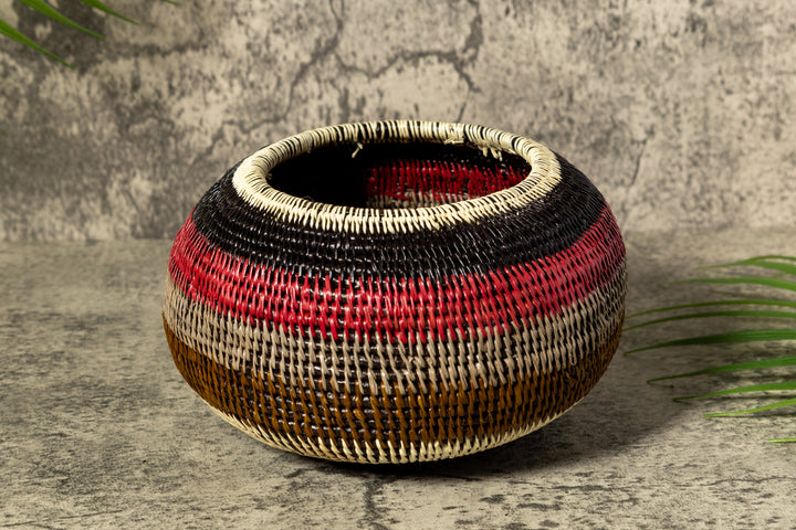 Jungle Rhythm Woven Basket With Top