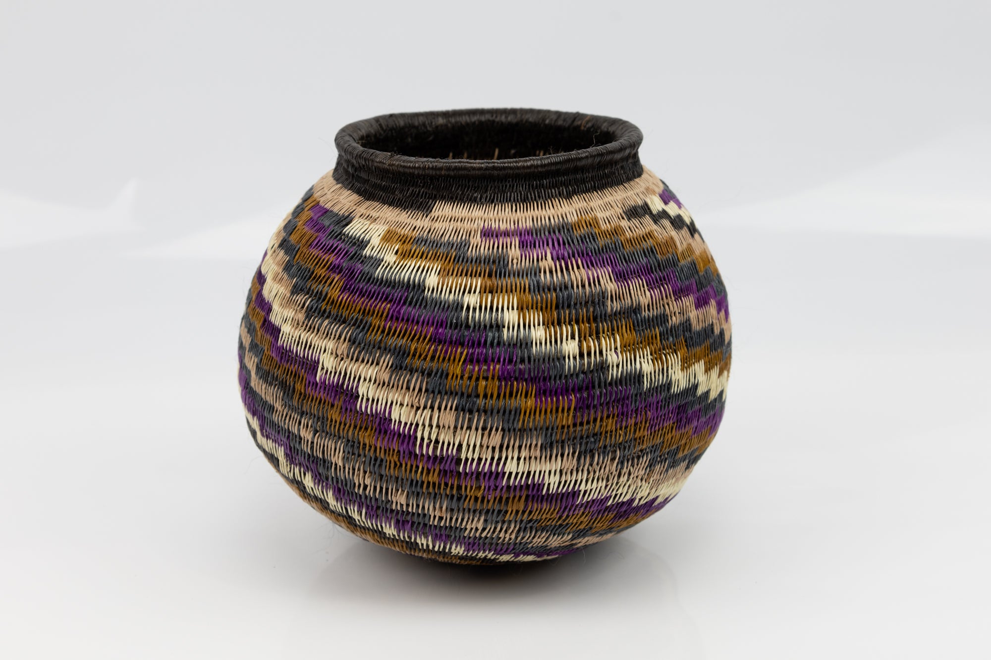 Black Brown And Purple Woven Basket