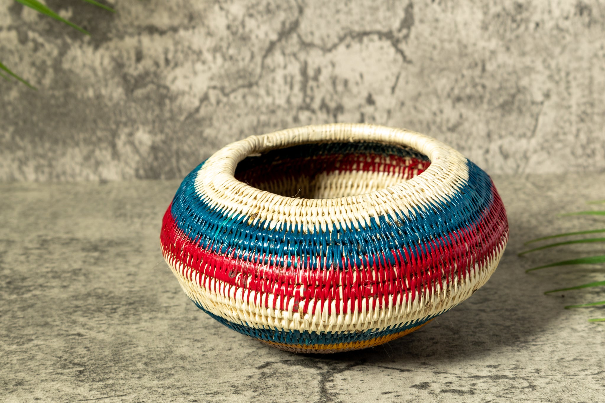 Rainbow Colors Woven Basket With Top