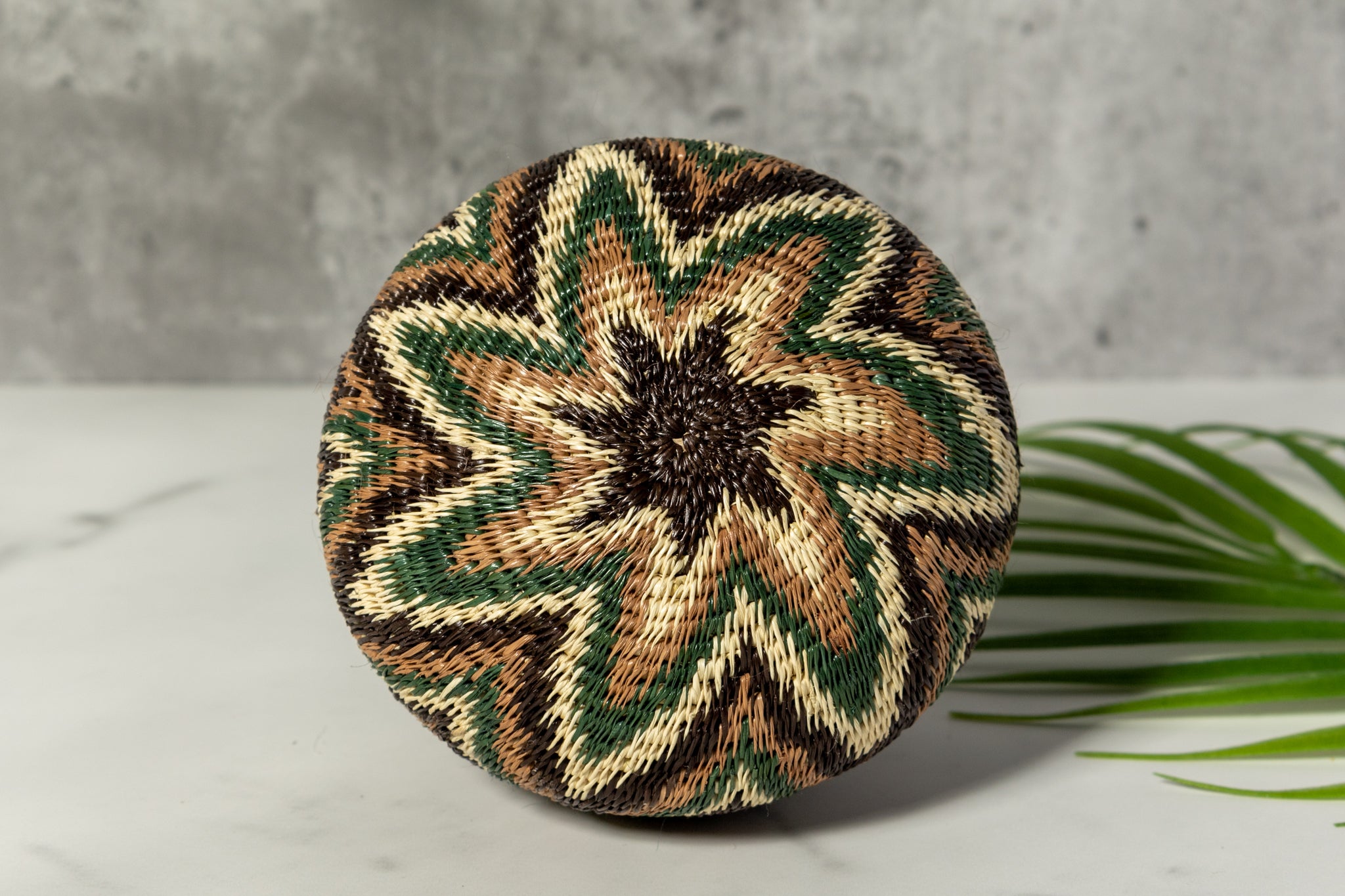 Green Star Pattern Woven Basket