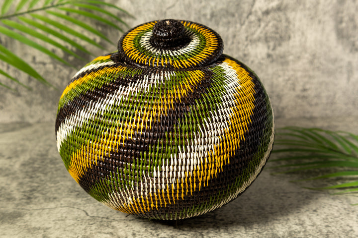 Jungle Rhapsody Woven Basket With Top
