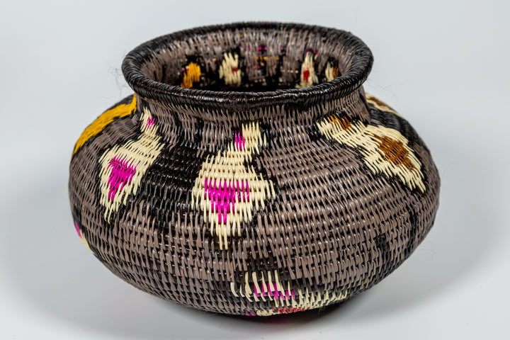 Gray With Multiple Butterflies Woven Basket